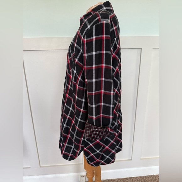 J.Jill Button Up tunic top women’s L Petite red black plaid long sleeve fall - Picture 6 of 11